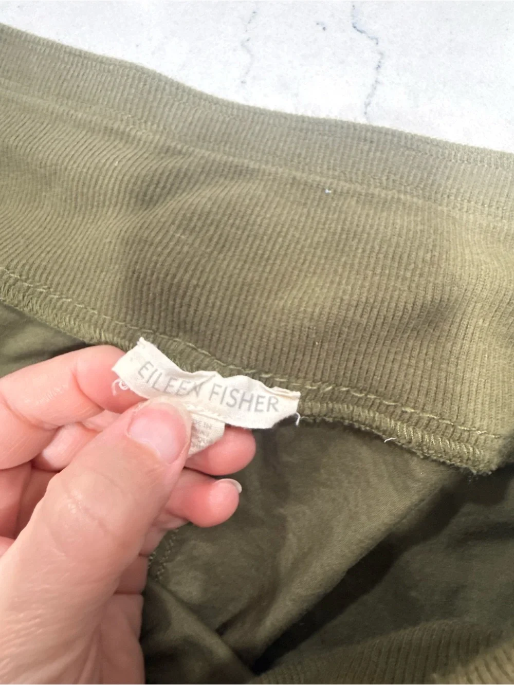 Eileen Fisher Organic Cotton Poplin Stretch Ankle Pants Green Drawstring Small